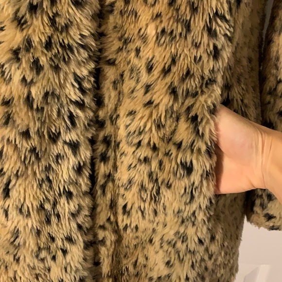 Zara trf leopard animal  fur hooded jacket size xs - Picture 5 of 9